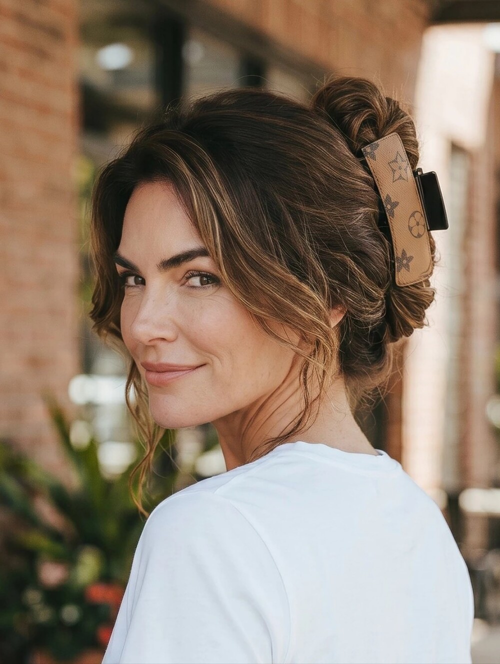 Hair Claw Faux Leather Clip - Tan, Dark Brown, Cream (Pick One)